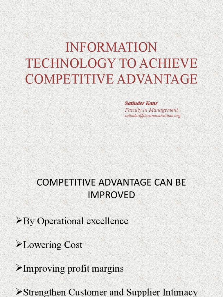 Leveraging IT for Competitive Advantage | PDF | Strategic Management ...