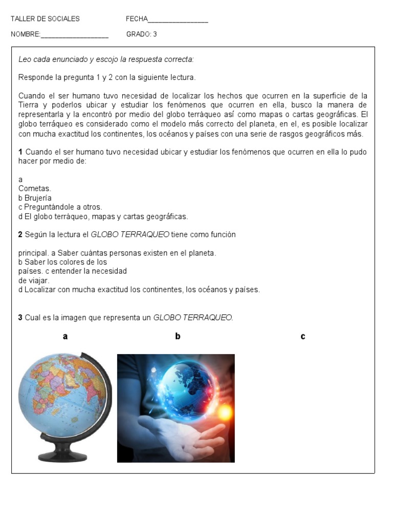 Taller de Sociales para Grado 3 | PDF | Brújula | Mapa