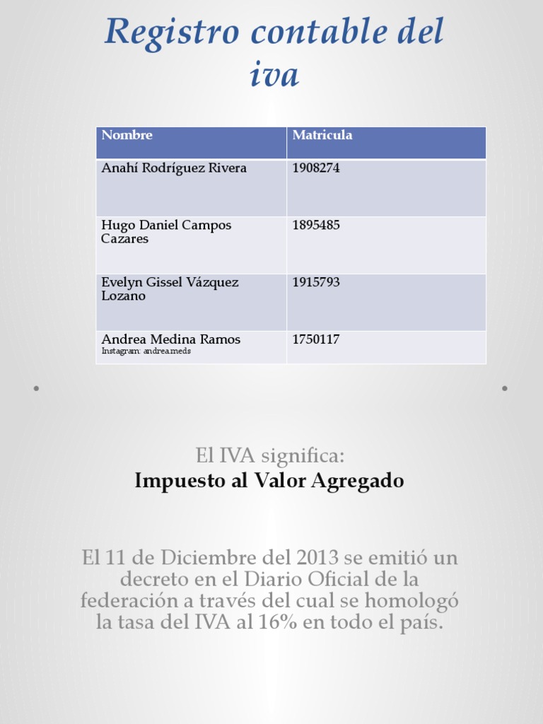 Registro Contable Del Iva Presentación | PDF | Impuesto al valor ...