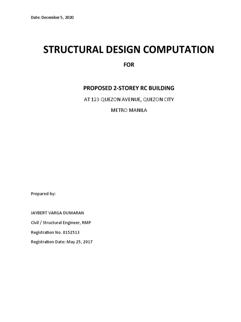 Structural Design for 2-Storey RC Building | PDF | Wall | Concrete