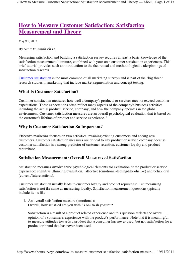 Measuring Customer Satisfaction Essentials | PDF | Customer ...