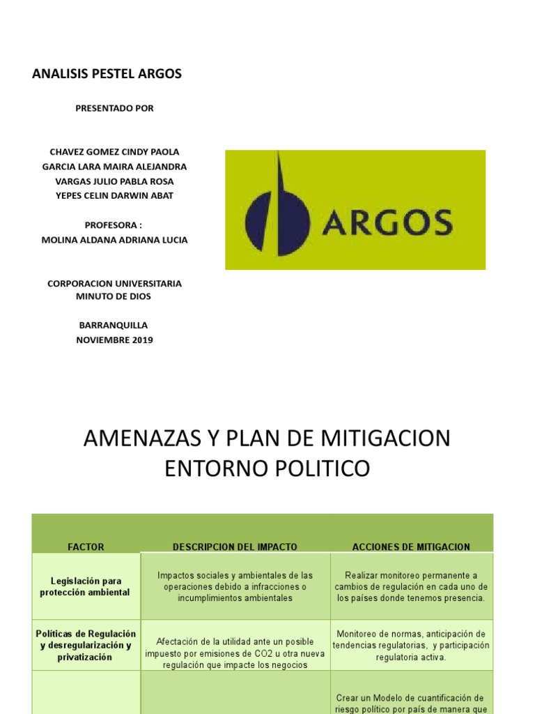 Analisis Pestel Argos PDF Crecimiento económico Colombia