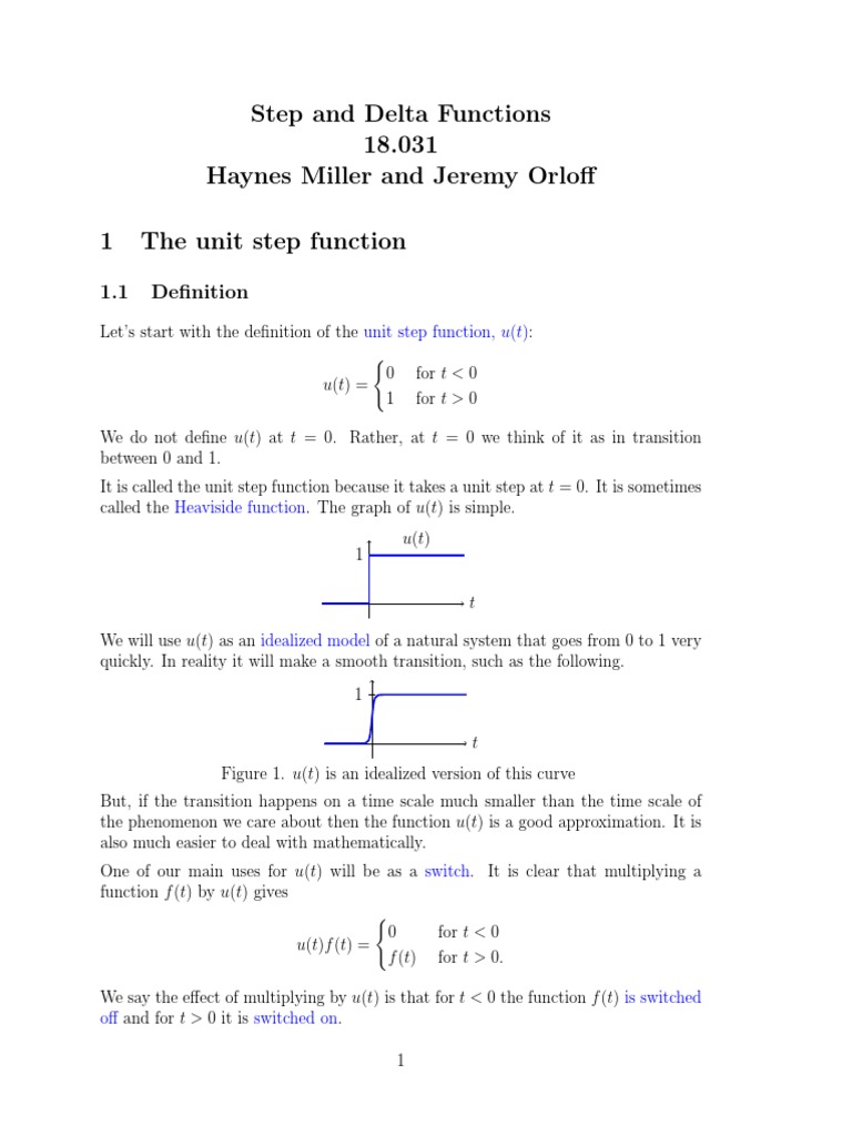 Derivative of the Unit Step Function | PDF | Laplace Transform | Derivative