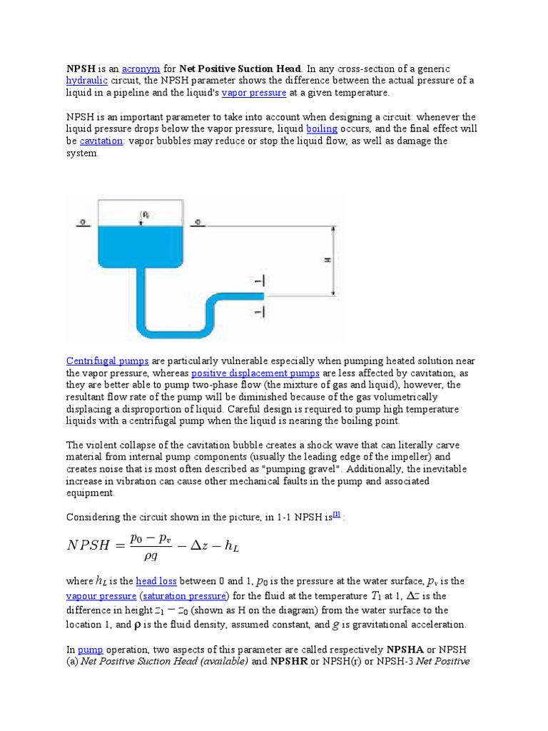 NPSH Is An Acronym Hydraulic Vapor Pressure PDF Continuum
