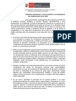 Comunicado A Los Gobiernos Regionales y Locales Frente A La Emergencia Del Coronavirus en El Perú