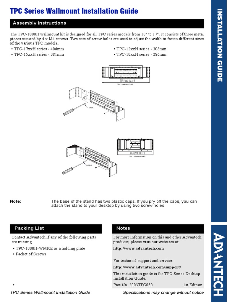 TPC-1000H-WMKE TPC - Series - User - Guide - Wall - Mount - 1st - Ed ...