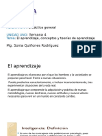 Semana Cuatro El Aprendizaje, Concepto e Importancia y Las Teorias de Aprendizaje