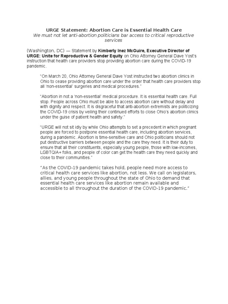 URGE Statement | PDF