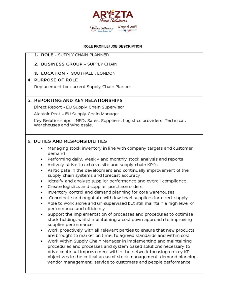 Delice De France Supply Chain Planner Jd Supply Chain Logistics