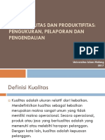 BIAYA KUALITAS DAN PRODUKTIFITAS - PENGUKURAN, PELAPORAN DAN PENGENDALIAN. HARIRI, SE., M.Ak Universitas Islam Malang 2017