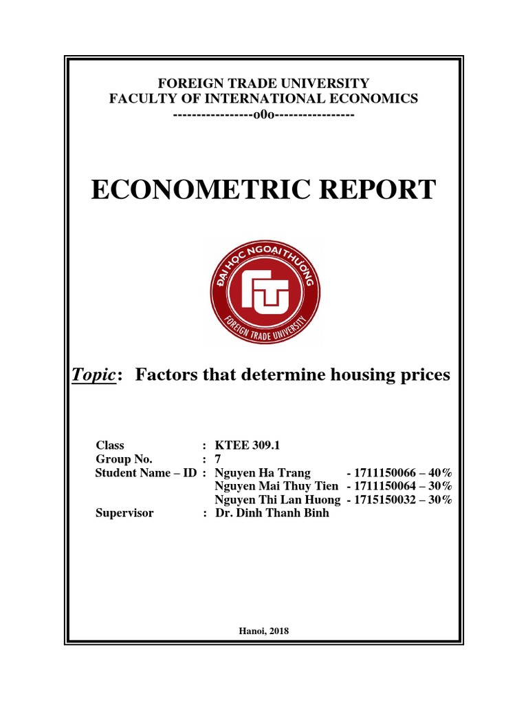 Econometric Analysis of Housing Prices | PDF | Heteroscedasticity ...