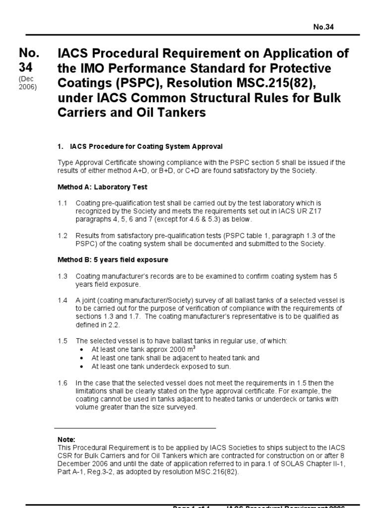 IACS PSPC Coating Approval Procedures | PDF | Verification And ...