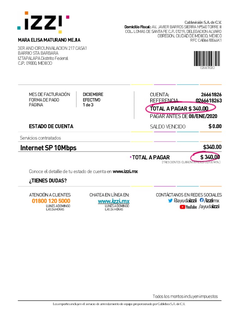 Ejemplo de Un Recibo de Pago de Servicios | PDF