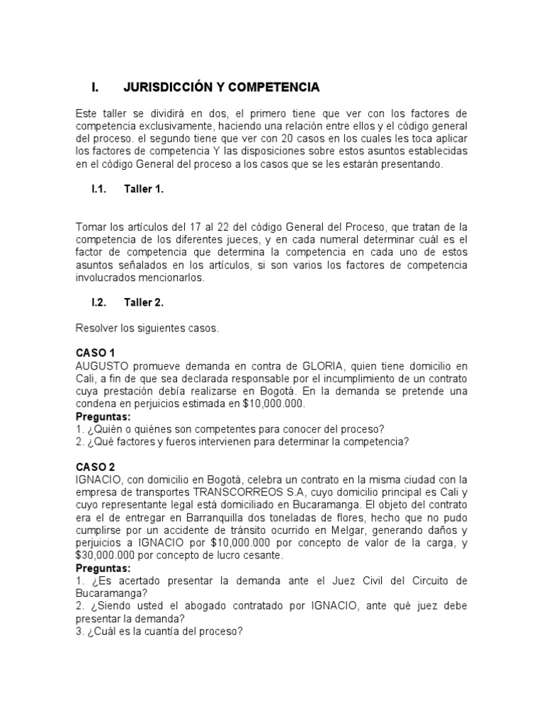 Jurisdicción y Competencia en Procesos Judiciales | PDF | Demanda ...