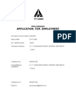 Application For Employment: Preliminary