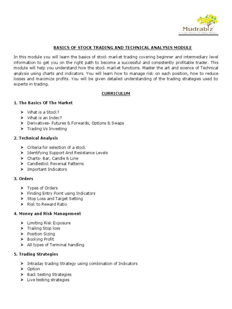 Basic Stock Trading and Technical Analysis Module | PDF