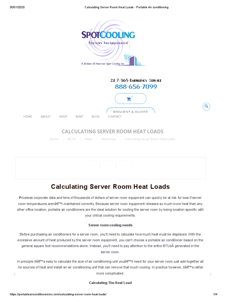 Calculating Server Room Heat Loads Portable Air Conditioning PDF