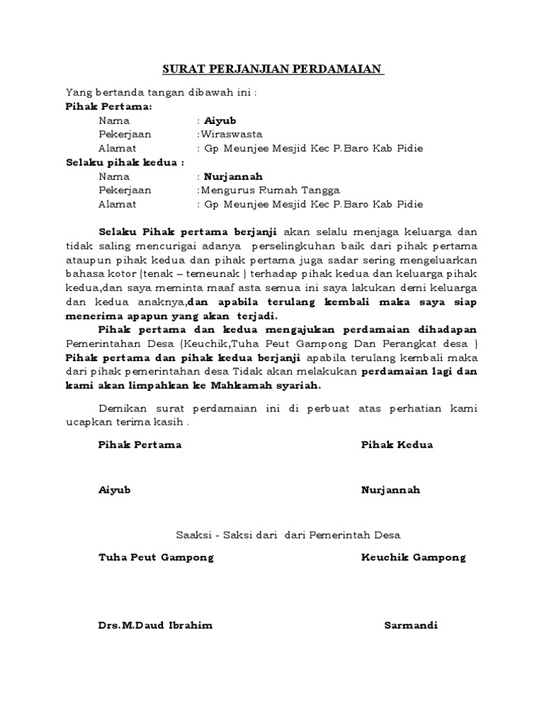 Surat Perjanjian Rujuk Kembali | PDF | Politik | Hukum