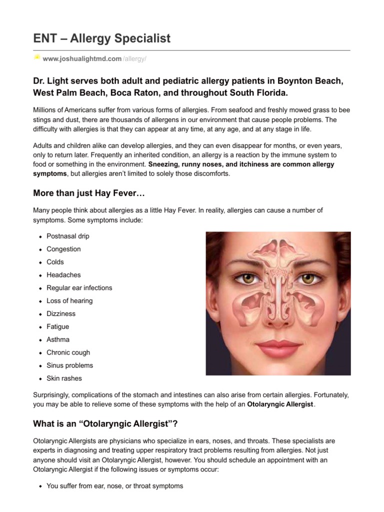Ent Allergy Specialist PDF PDF