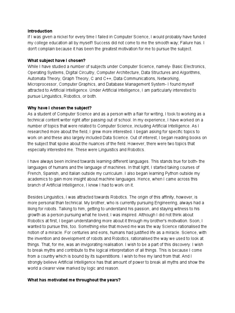 SOP For Imperial | Download Free PDF | Artificial Intelligence ...