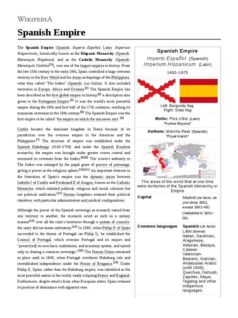 Overview of the Spanish Empire | PDF | Spanish Empire | Spanish ...