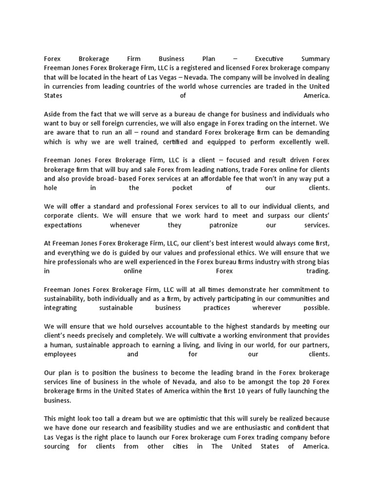 Forex Brokerage Firm Business Plan | PDF | Foreign Exchange Market | Banks