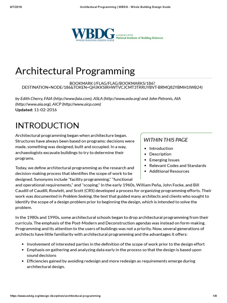 Architectural Programming | PDF | Goal | Design