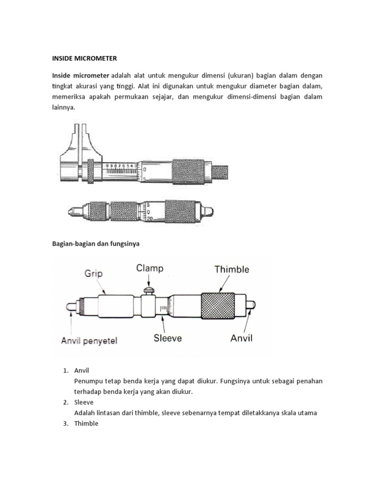 Panduan Lengkap Inside Micrometer | PDF