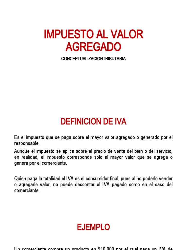Definición y Conceptos del IVA | PDF | Impuesto al valor agregado ...