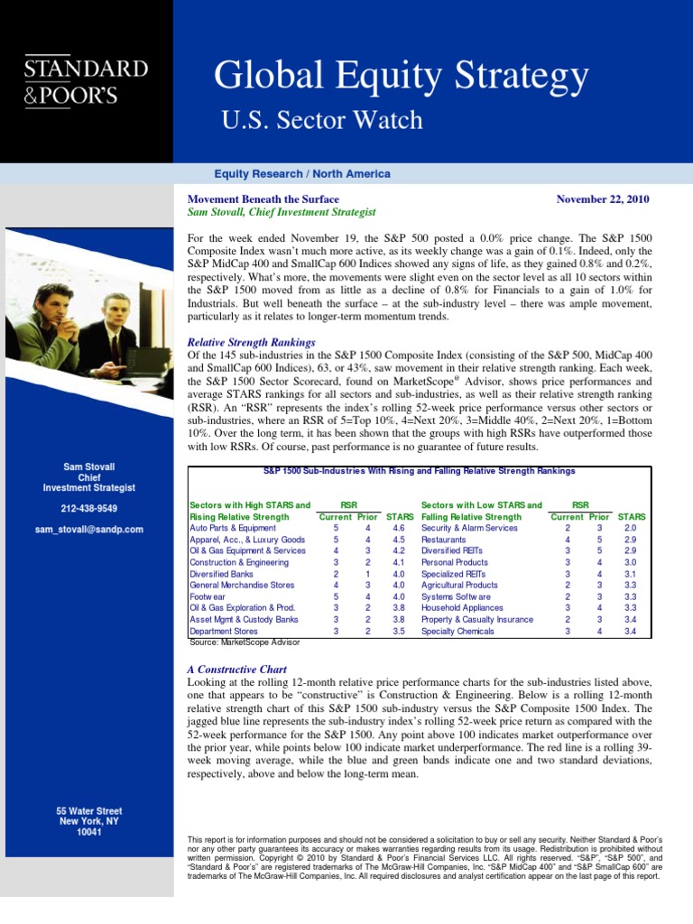 Us Sector Watch PDF Stocks Standard & Poor's