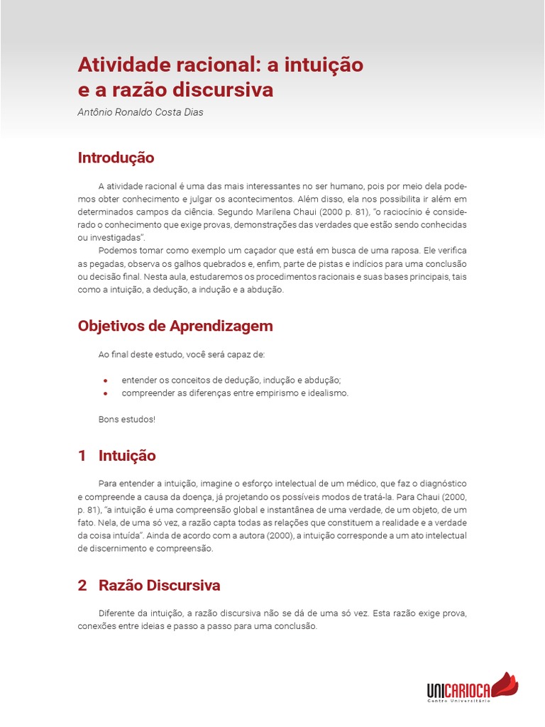 Ebook - Atividade Racional - A Intuição e A Razão Discursiva PDF | PDF ...