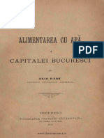 Alimentarea Cu Apă A Capitalei Bucuresci Radu, Elie 1902