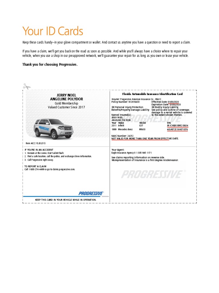 Progressive Insurance Id Cards