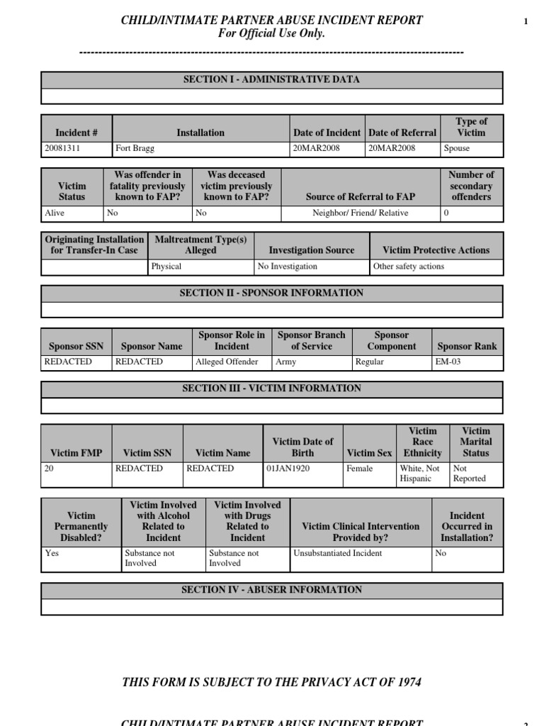 Child Abuse Incident Report Form | PDF