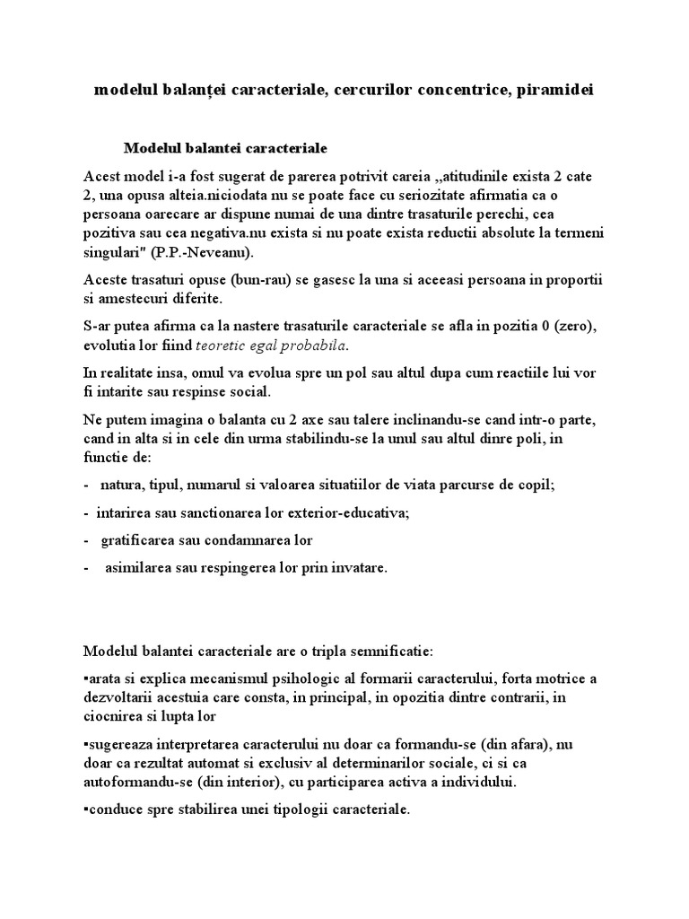 Modelul Balantei Caracteriale | PDF