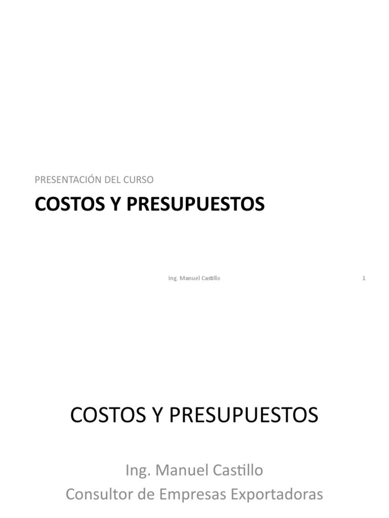 Curso de Costos y Presupuestos Empresariales | PDF | Presupuesto ...