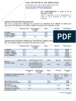 Tabela de Taxas 2020 Prefeitura de Mirassol-SP