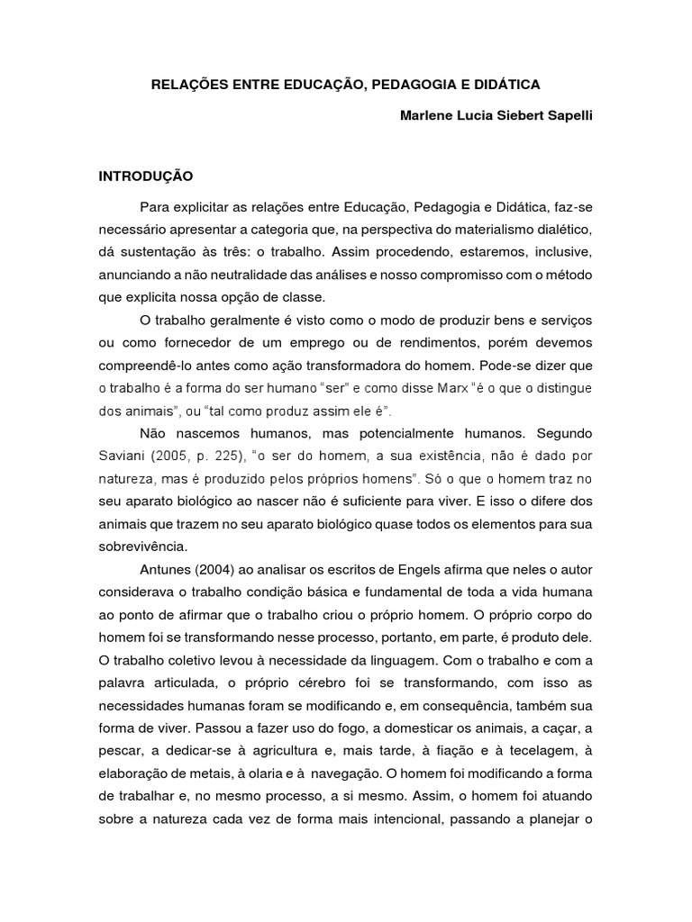 Relações Entre Educação, Pedagogia e Didática | PDF | Pedagogia | Science