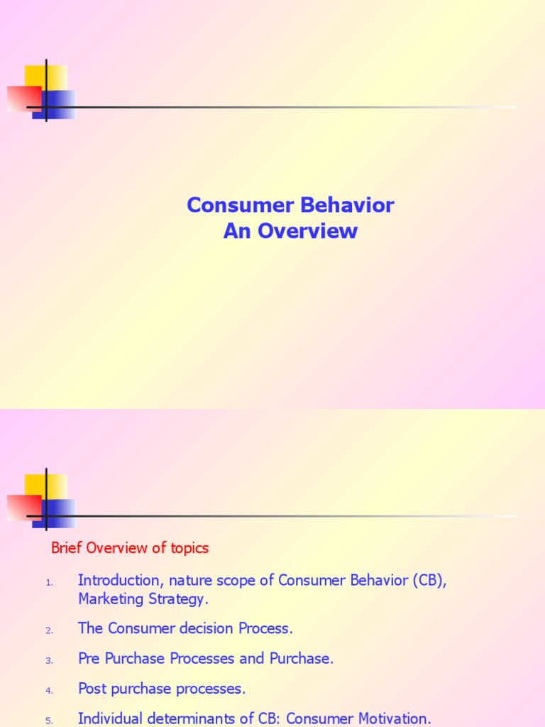 Consumer Behavior An Overview | PDF | Consumer Behaviour | Behavior
