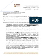 Oficio SSalud Federal A SSG Sobre Estudiantes y COVID-19