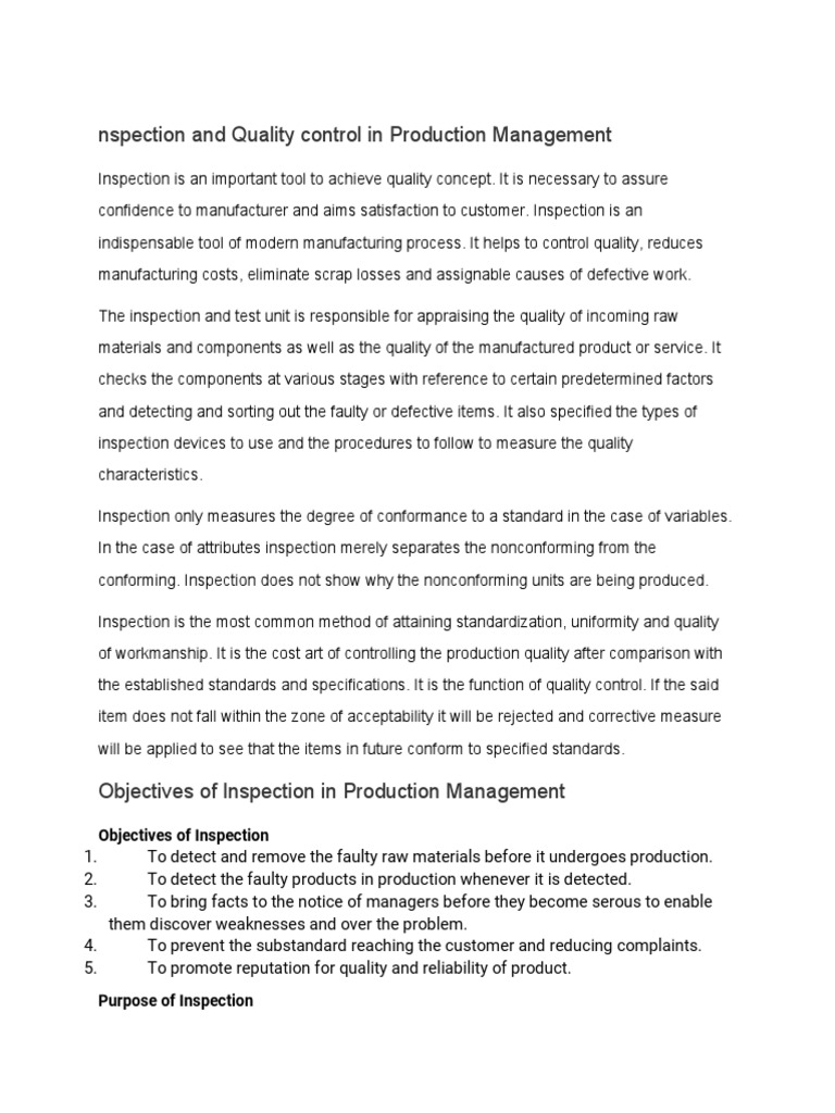 Quality Control in Production Management | PDF | Sampling (Statistics ...