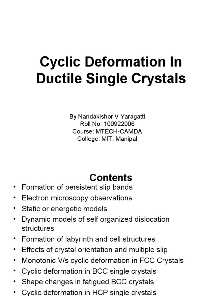 Cyclic Stress-Strain in FCC Crystals | PDF | Dislocation | Deformation ...