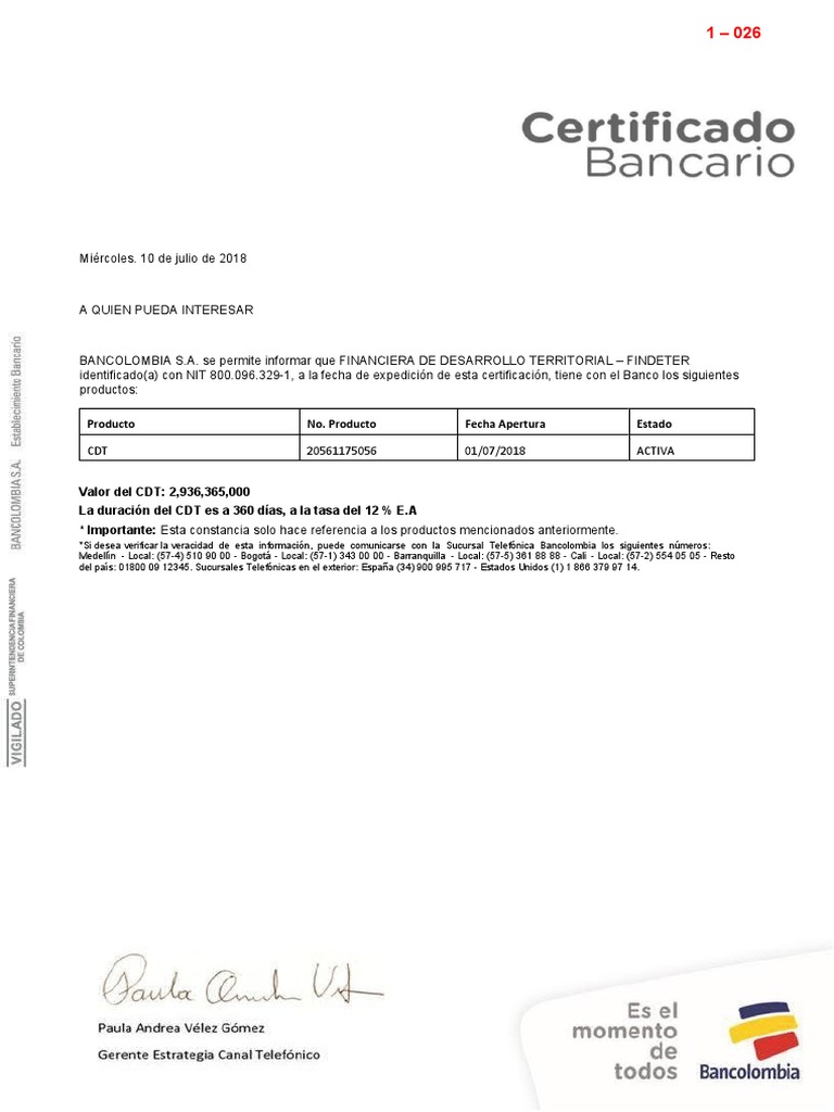 Certificado CDT Word 4 PDF Bancario Servicios financieros