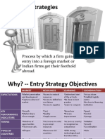 Entry Strategies: Process by Which A Firm Gains Entry Into A Foreign Market or Indian Firms Get Their Foothold Abroad