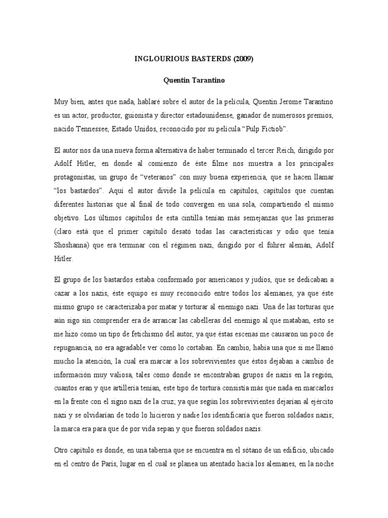 Inglourious Basterds PDF Alemania nazi Agitación