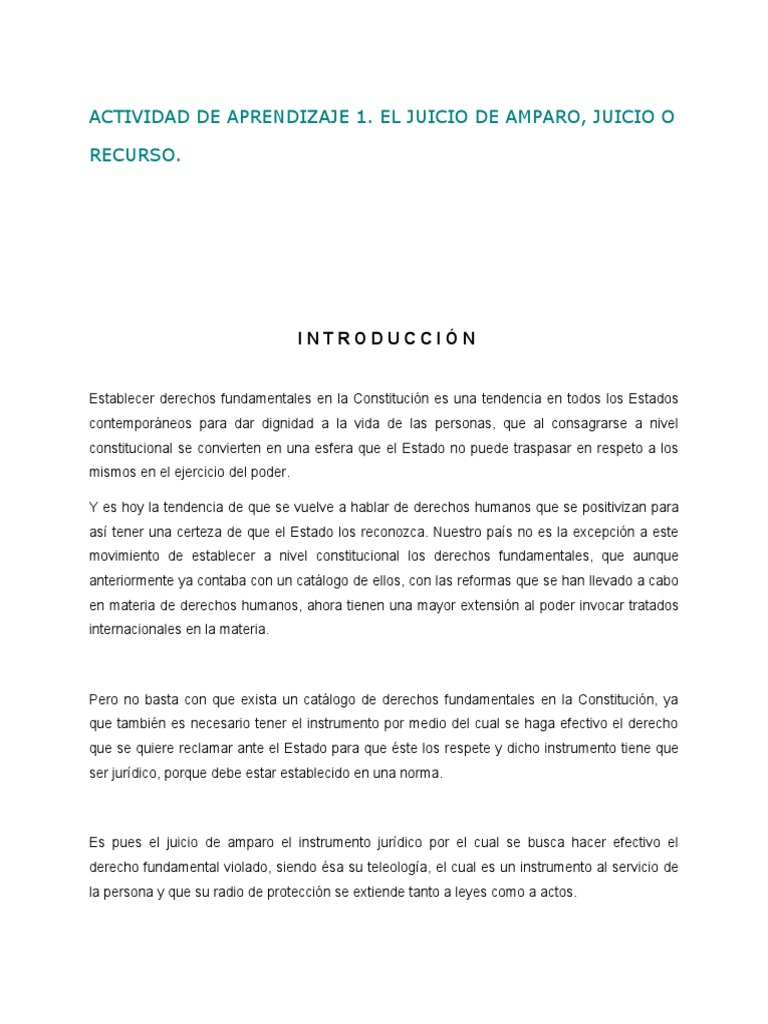 El Juicio de Amparo: Juicio o Recurso | PDF | Derecho Constitucional ...