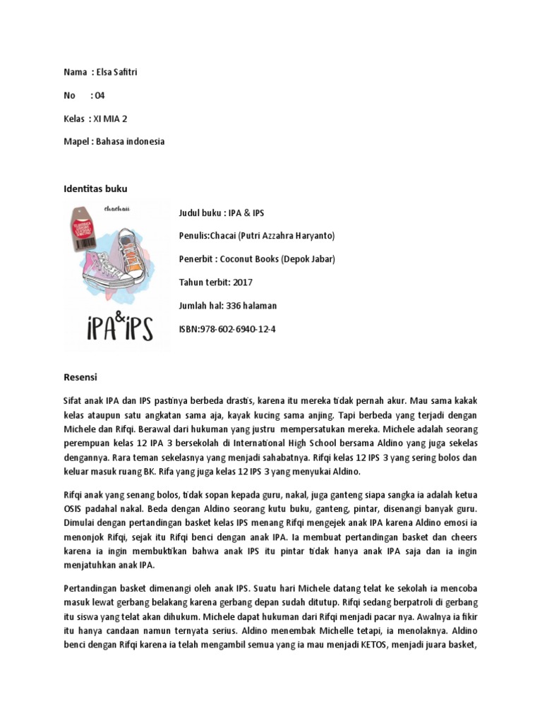 Resensi Novel Ipa Vs Ips Oleh Elsa Safitri