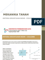 MEKANIKA TANAH KRITERIA KERUNTUHAN MOHR - COULOMB. UNIVERSITAS PEMBANGUNAN JAYA Jl. Boulevard Bintaro Sektor 7, Bintaro Jaya Tangerang Selatan 15224.doc