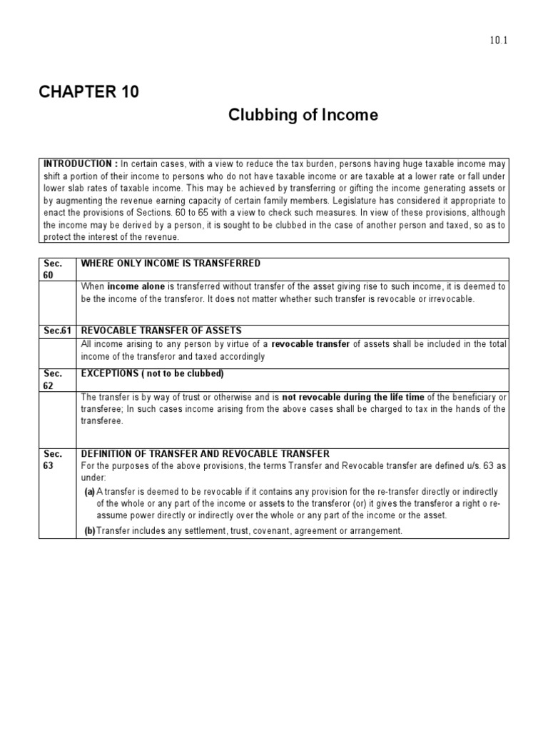 Understanding Income Clubbing Provisions | PDF | Capital Gains Tax | Taxes