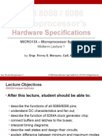 MICRO133 Midterm Lecture 1 Part 1 Intel 8088 8086 Microcprocessors Hardware Specifications
